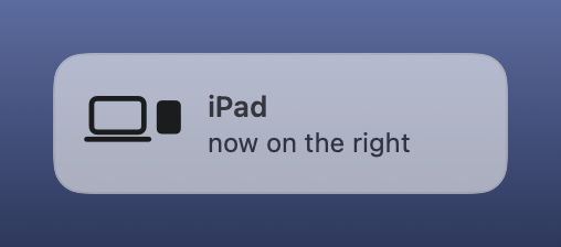 Overlay confirming the iPad is now on the right